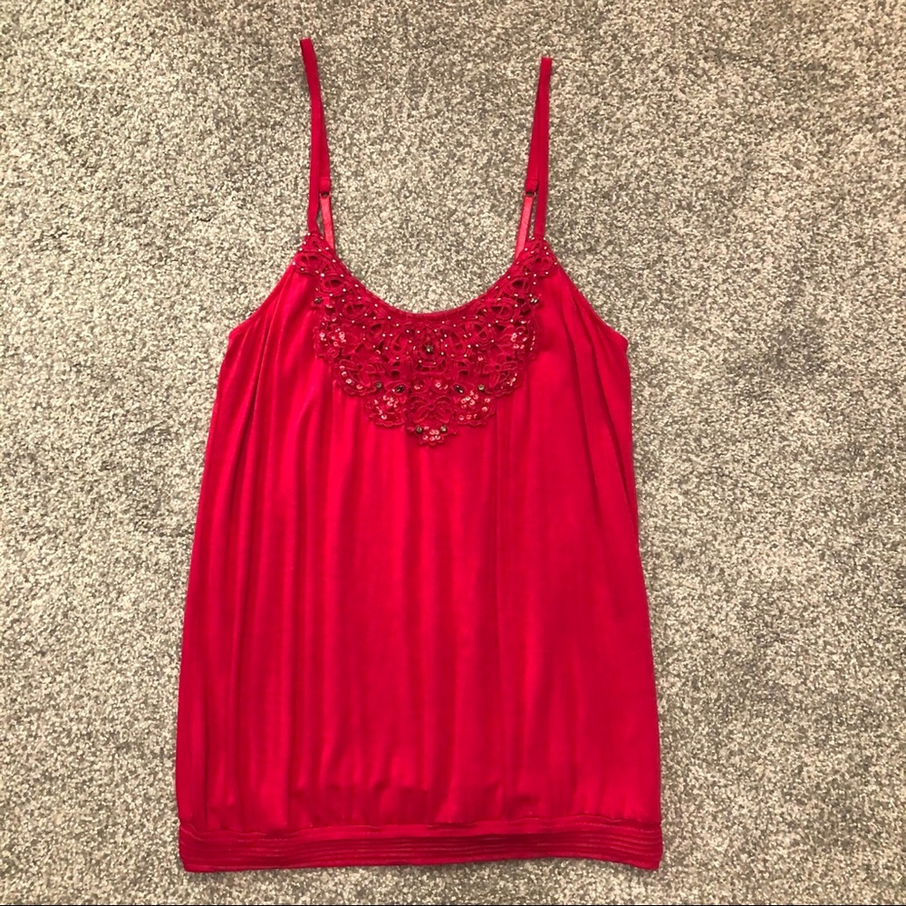 EXPRESS Pink Tank Spaghetti Rhinestone Adjustable - Picture 10 of 11